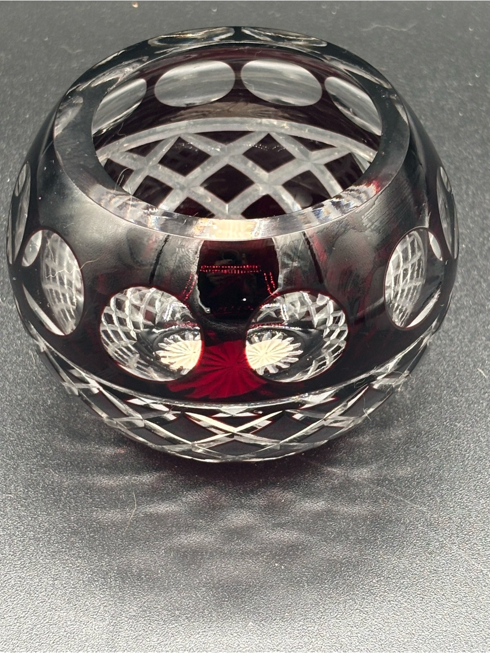 Vintage Bohemian Black Cut to Clear Crystal Votive Candle Holder BEAUTIFUL